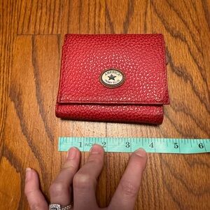Perry Ellis Crossgrain Leather Wallet Red vintage